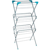 Beldray LA050397EU 3-Tier Clothes Airer - Collapsible Indoor Drying Rack, Foldable Clothes Horse, 15 M Drying Space and Four Side Wings, Standing Laundry Dryer, Easy to Assemble Towel Rack, Turquoise
